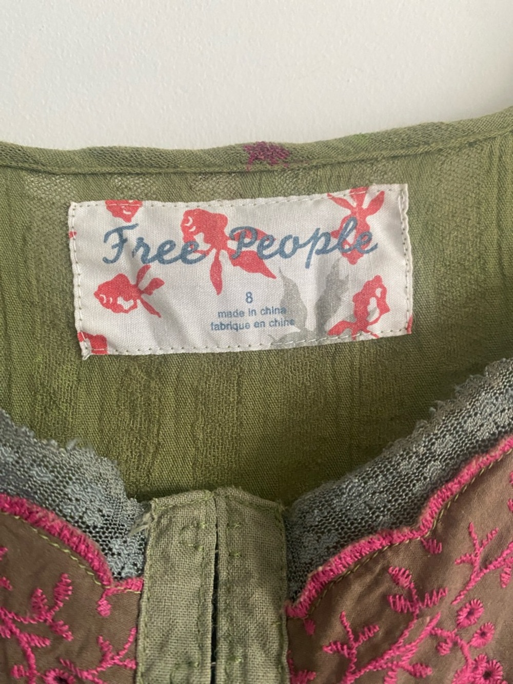 Free People | Floral Cotton Slip Dress | Lace Trim | Size 8 - Picture 3 of 10